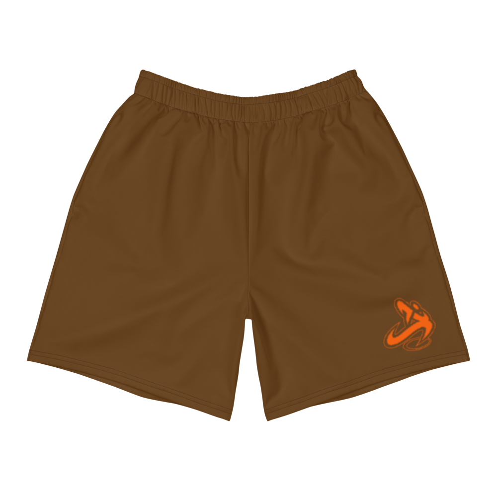 Athletic Apparatus Brown Orange 2 logo Men's Athletic Long Shorts - Athletic Apparatus