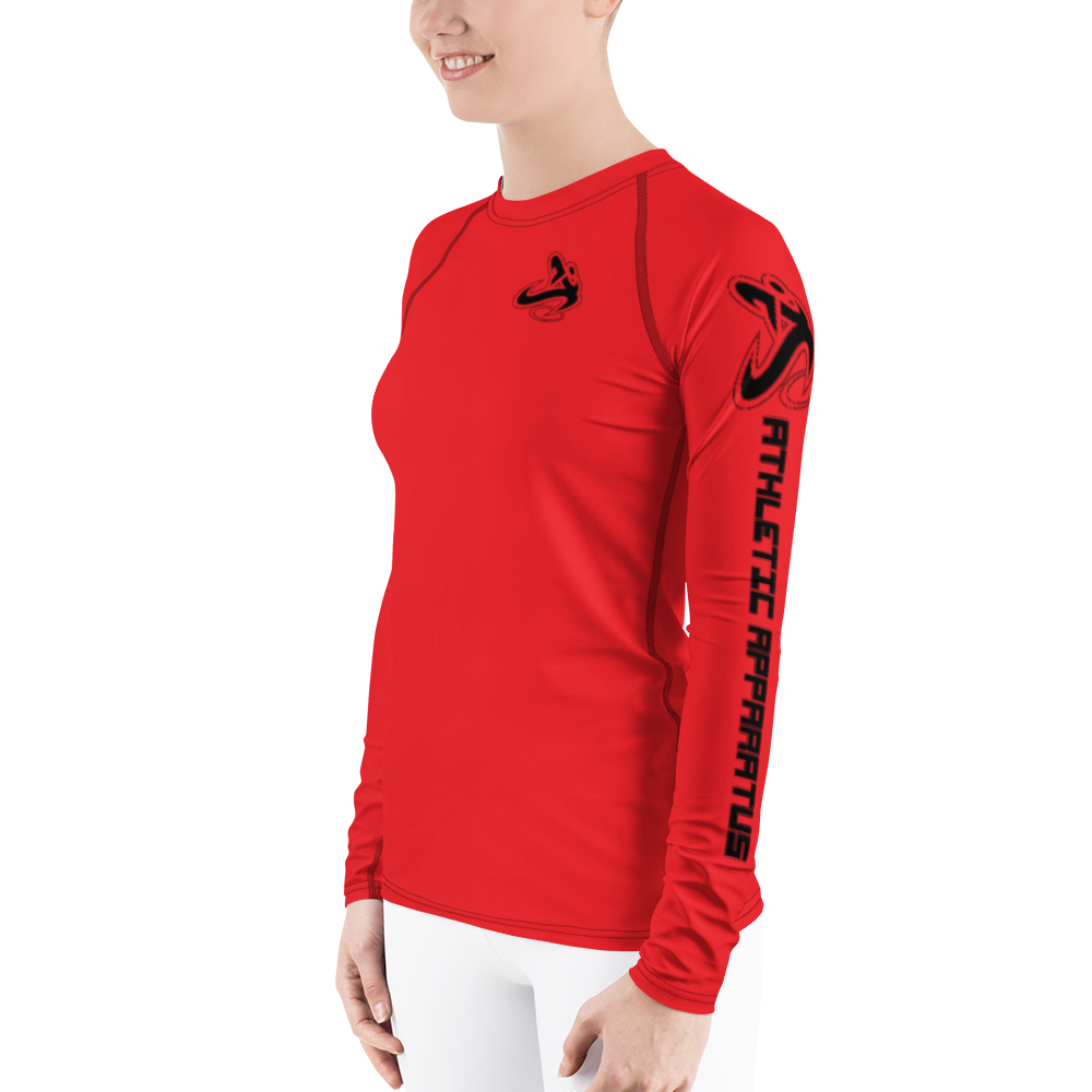 Athletic Apparatus Red 1 Black logo Women's Rash Guard - Athletic Apparatus