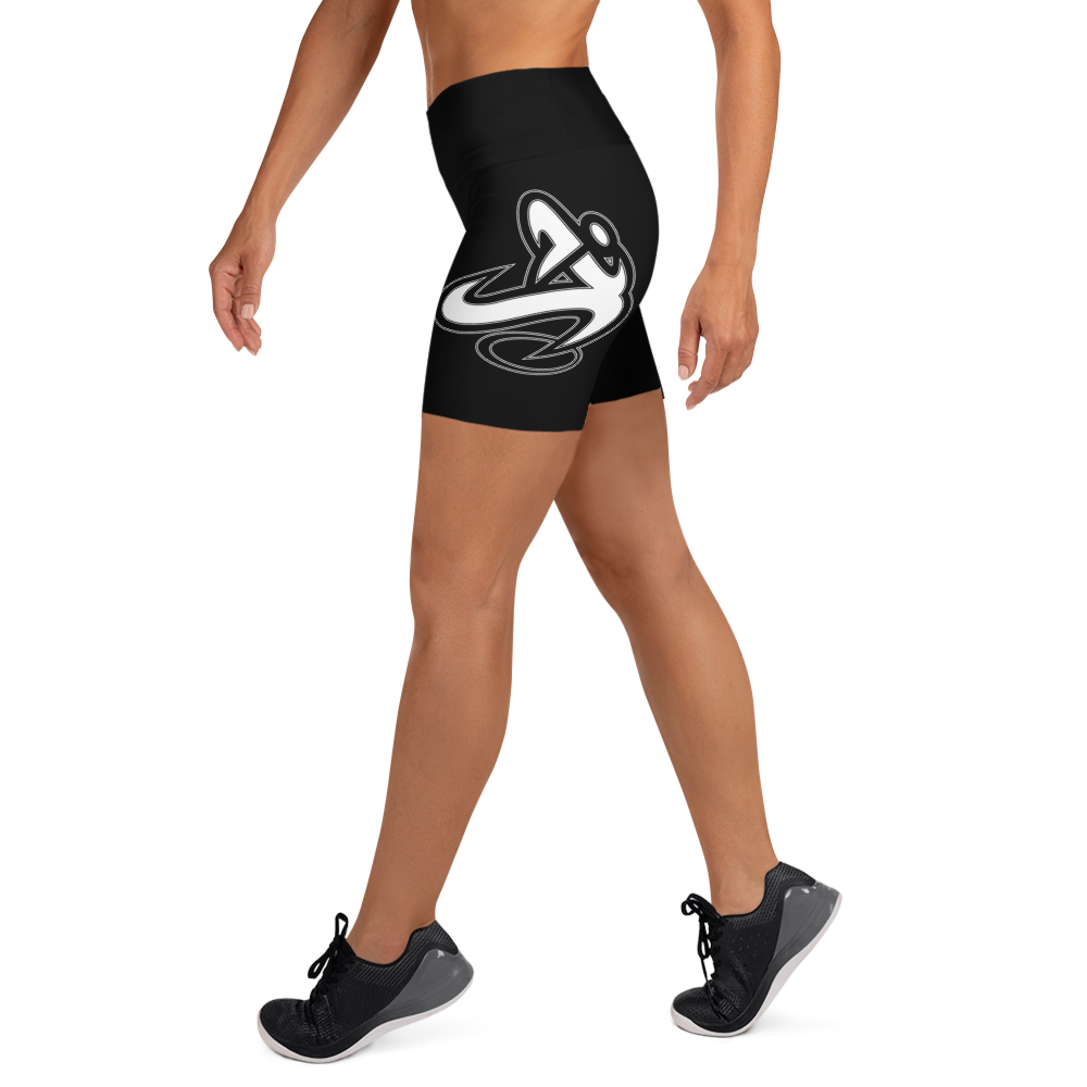 Athletic Apparatus Black White logo Yoga Shorts - Athletic Apparatus