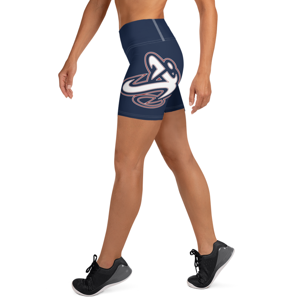 Athletic Apparatus Navy Blue rwb logo White stitch Yoga Shorts - Athletic Apparatus