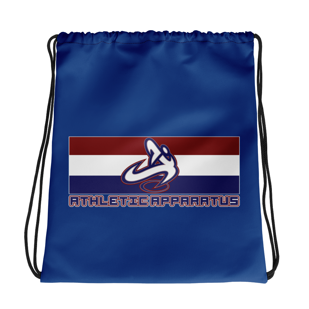 Athletic Apparatus Blue 2 rwb logo Drawstring bag - Athletic Apparatus