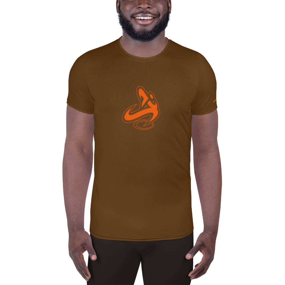 Athletic Apparatus Brown Orange 2 logo Men's Athletic T-shirt - Athletic Apparatus
