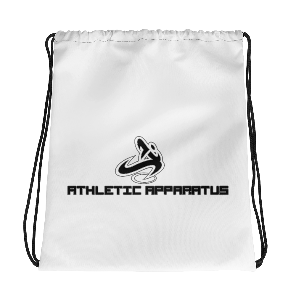 Athletic Apparatus White Black Logo V2 Drawstring bag - Athletic Apparatus