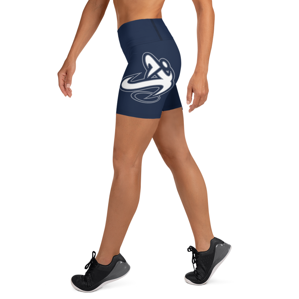 Athletic Apparatus Navy Blue White Logo Yoga Shorts - Athletic Apparatus