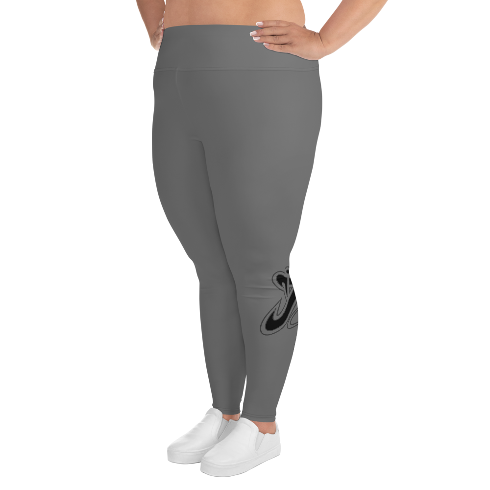 Athletic Apparatus Grey Black logo V3 Plus Size Leggings - Athletic Apparatus