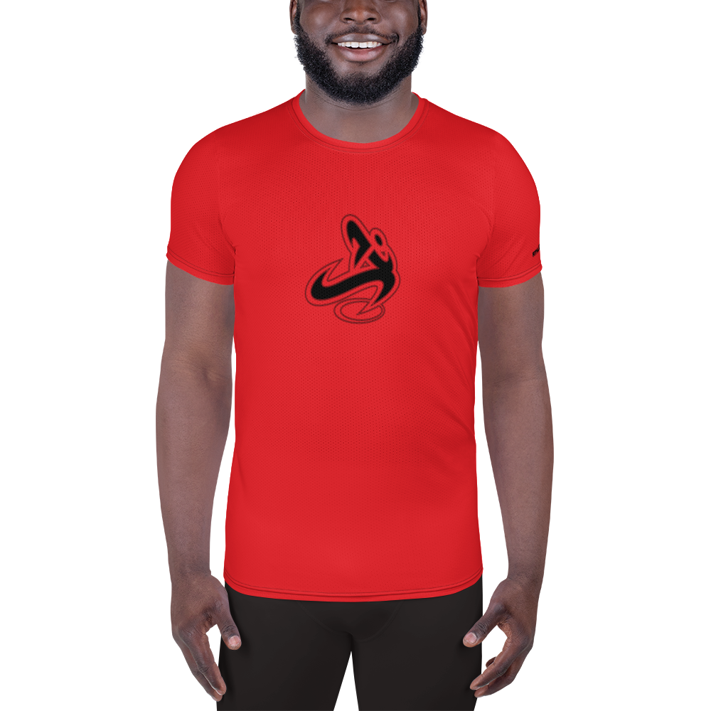 Athletic Apparatus Red 1 Black logo Men's Athletic T-shirt - Athletic Apparatus
