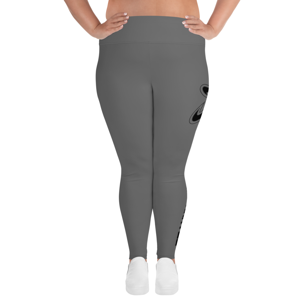 Athletic Apparatus Grey Black logo Plus Size Leggings - Athletic Apparatus