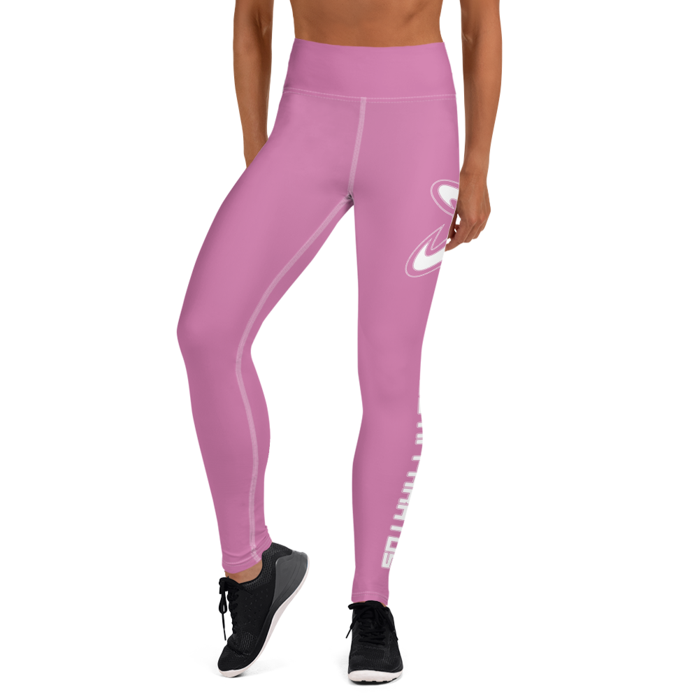 Athletic Apparatus Pink 1 White logo White stitch Yoga Leggings - Athletic Apparatus