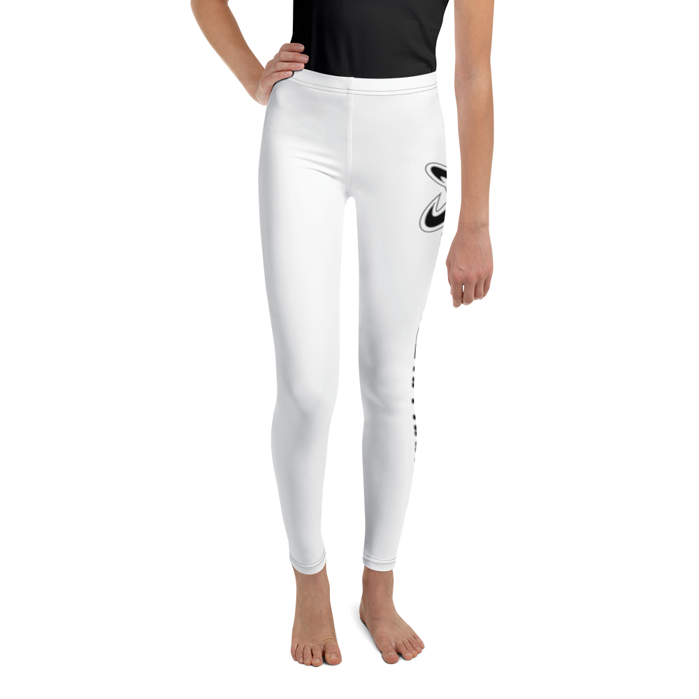 Athletic Apparatus White Black logo V2 Youth Leggings - Athletic Apparatus