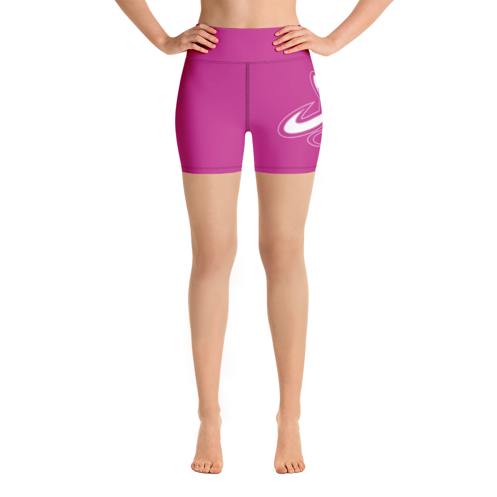 Athletic Apparatus Pink White logo Yoga Shorts - Athletic Apparatus