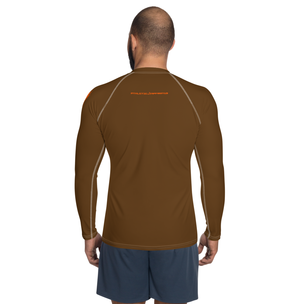 
                      
                        Athletic Apparatus Brown Orange 2 logo White stitch Men's Rash Guard - Athletic Apparatus
                      
                    