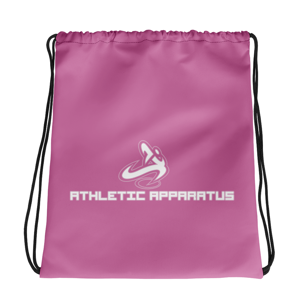 Athletic Apparatus Pink 1 White Logo V1 Drawstring bag - Athletic Apparatus