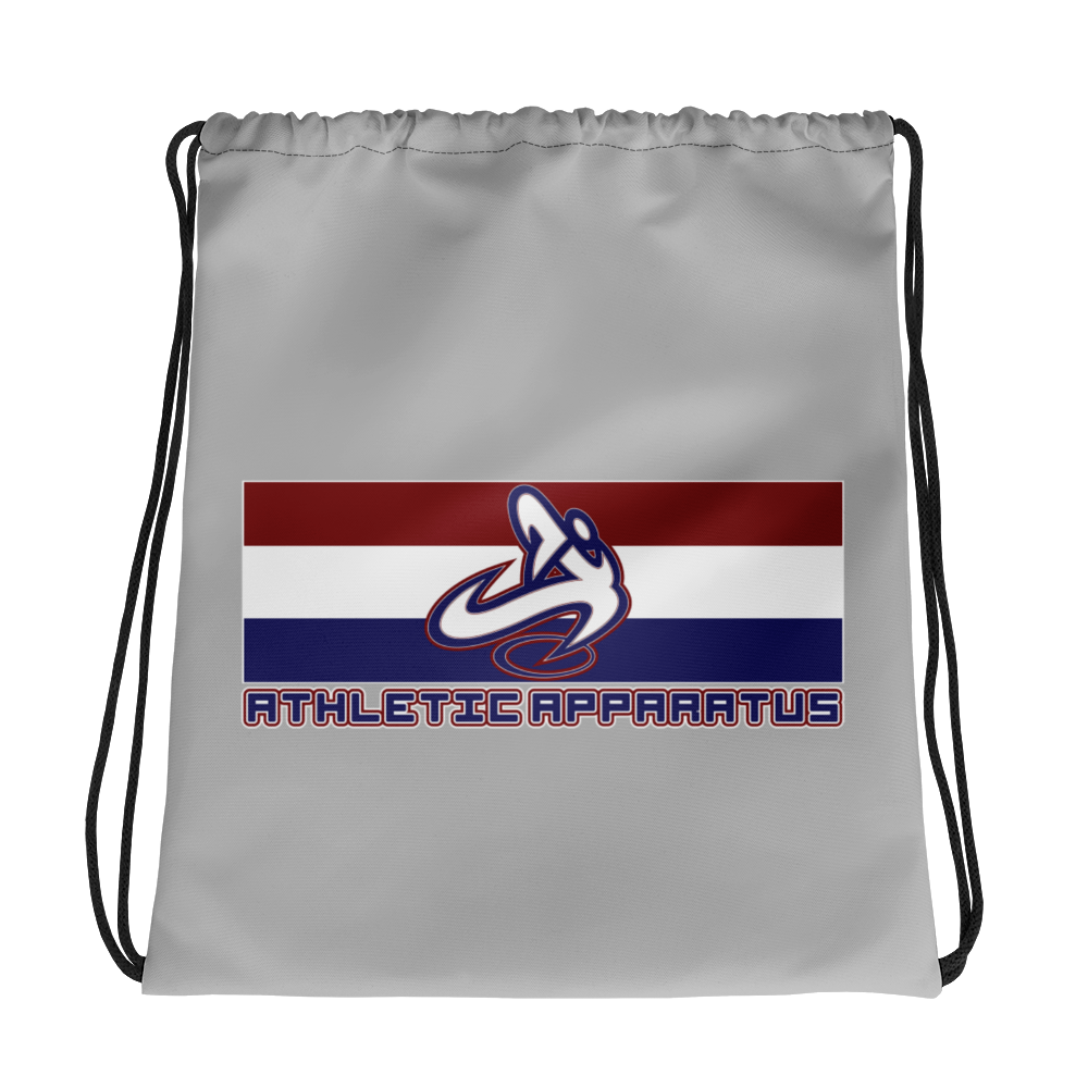 Athletic Apparatus Grey 2 rwb logo Drawstring bag - Athletic Apparatus