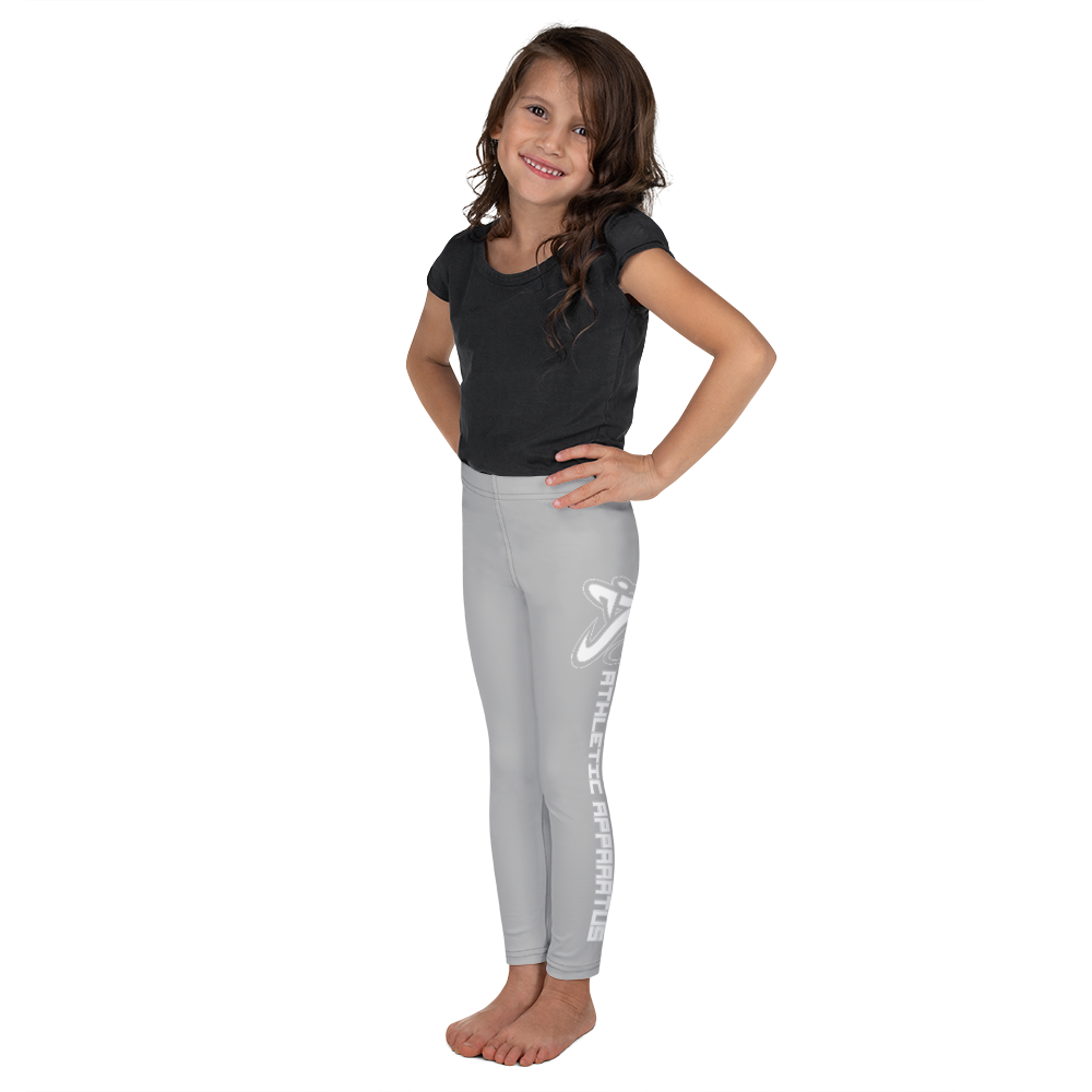 Athletic Apparatus Grey 2 White logo Kid's Leggings - Athletic Apparatus