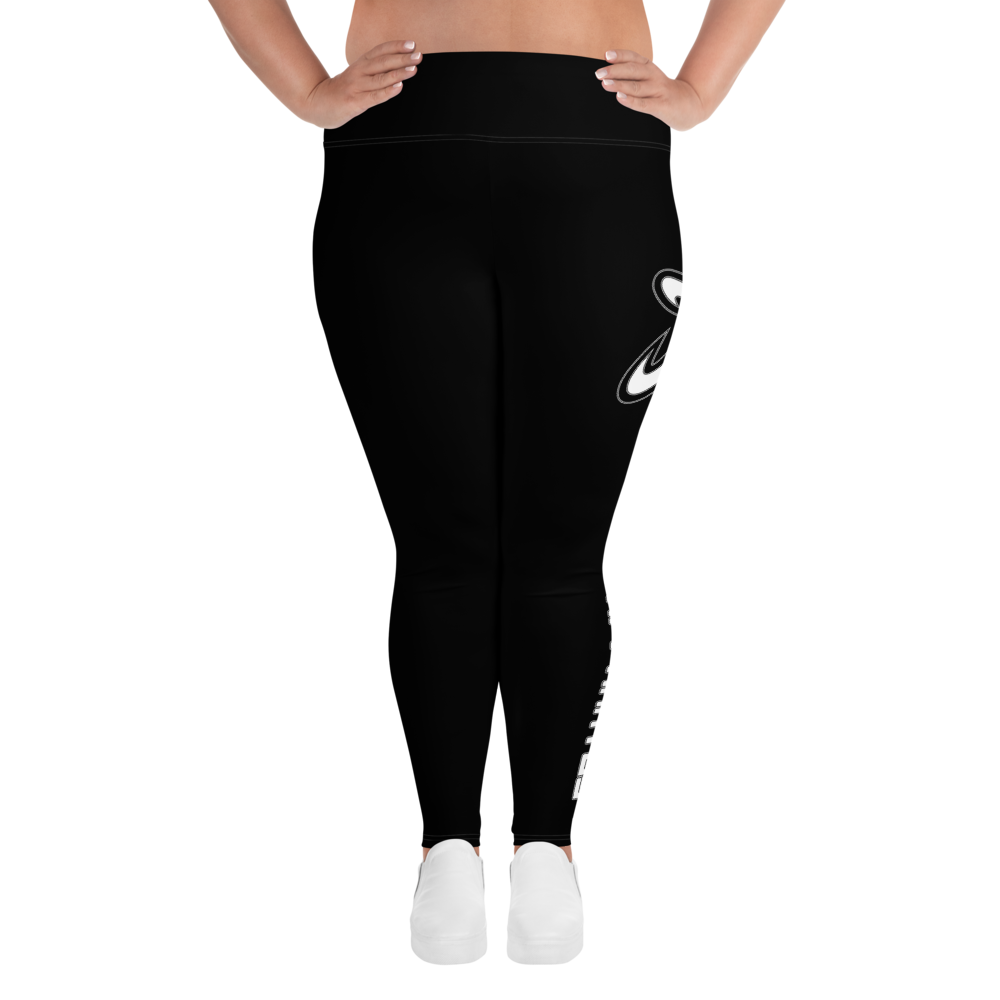 Athletic Apparatus Black White logo White stitch Plus Size Leggings - Athletic Apparatus