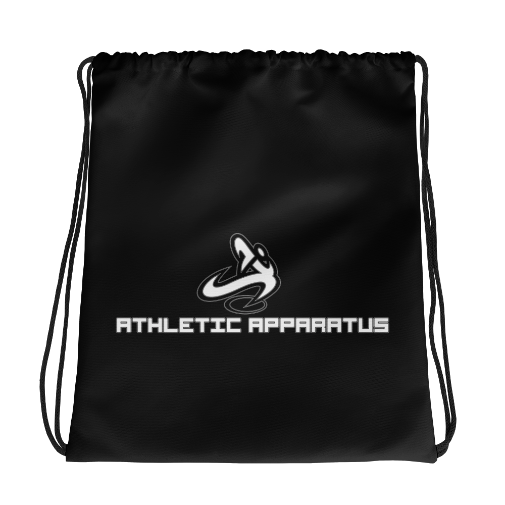 Athletic Apparatus Black White Logo V1 Drawstring bag - Athletic Apparatus