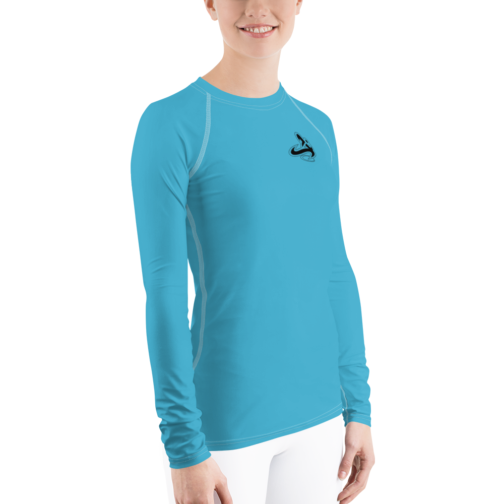 
                      
                        Athletic Apparatus Blue 7 Black logo White stitch Women's Rash Guard - Athletic Apparatus
                      
                    