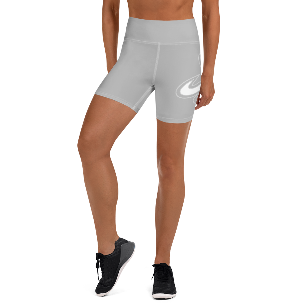 Athletic Apparatus Grey 2 White logo White stitch Yoga Shorts - Athletic Apparatus