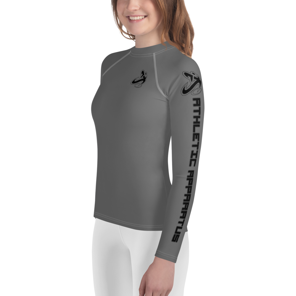 Athletic Apparatus Grey Black logo White stitch Youth Rash Guard  Edit product template Product - Athletic Apparatus