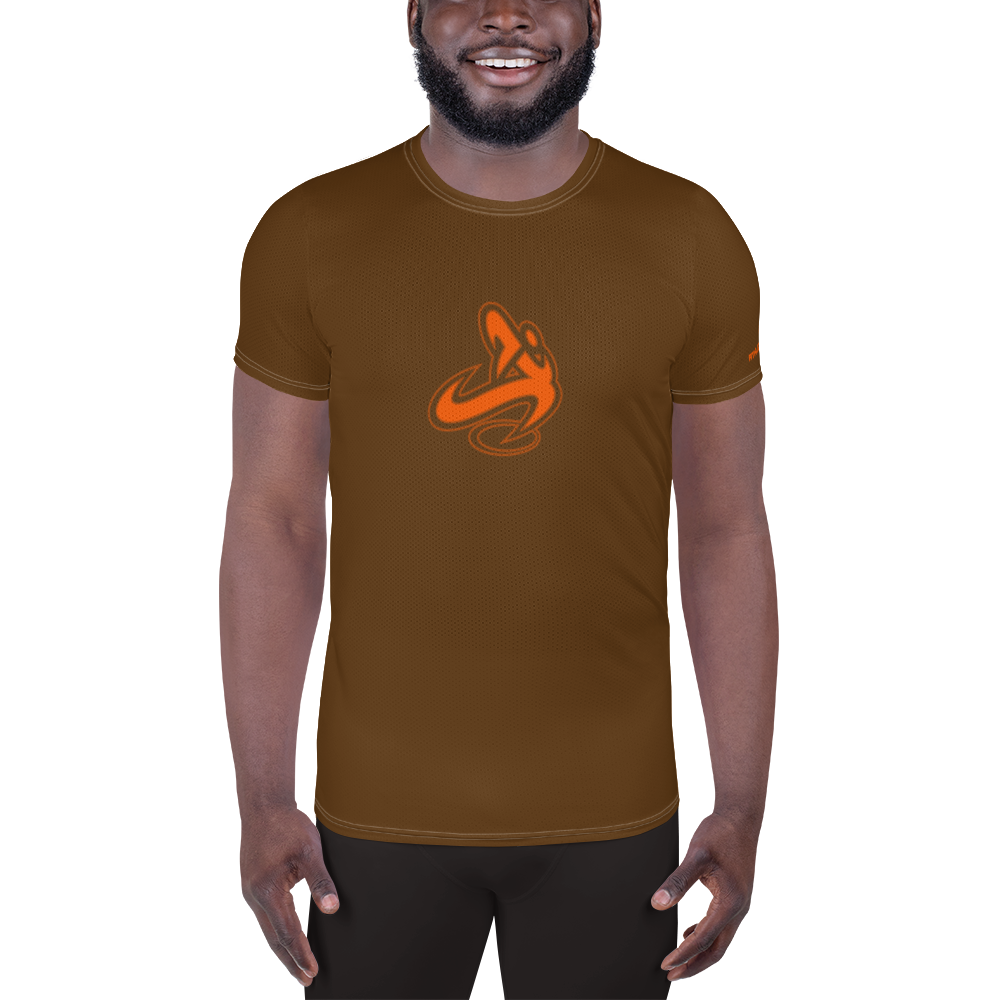 Athletic Apparatus Brown Orange 2 logo White stitch Men's Athletic T-shirt - Athletic Apparatus