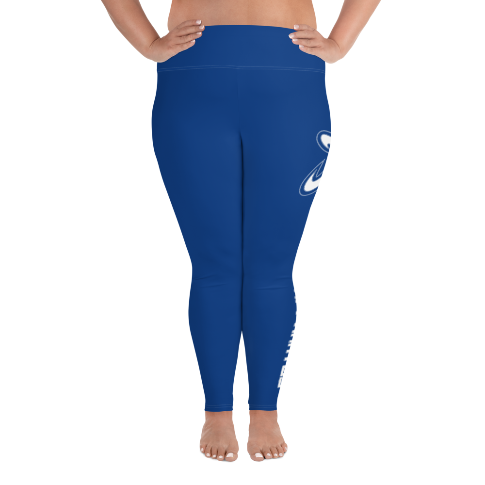 Athletic Apparatus Blue 2 White logo White stitch Plus Size Leggings - Athletic Apparatus