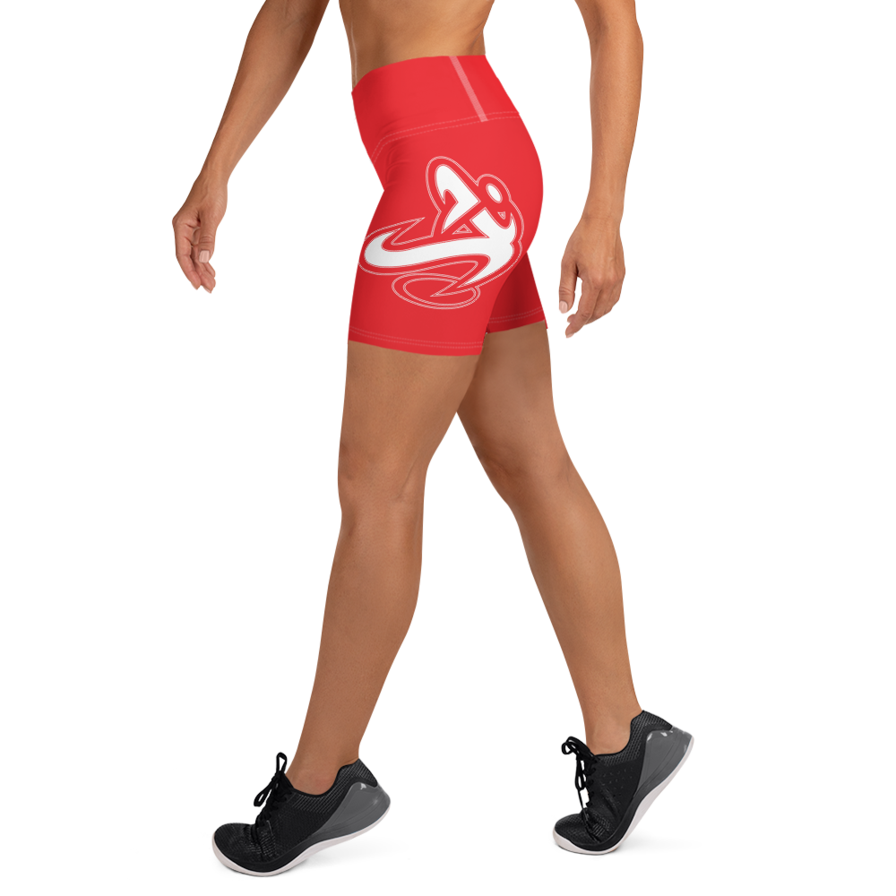 Athletic Apparatus Red 1 White stitch Yoga Shorts - Athletic Apparatus