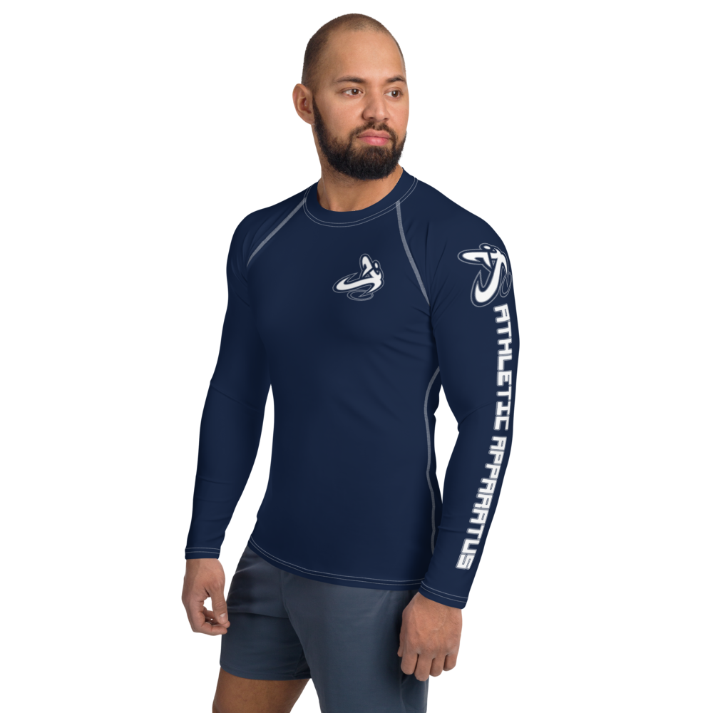 
                      
                        Athletic Apparatus Navy White logo White stitch Men's Rash Guard - Athletic Apparatus
                      
                    