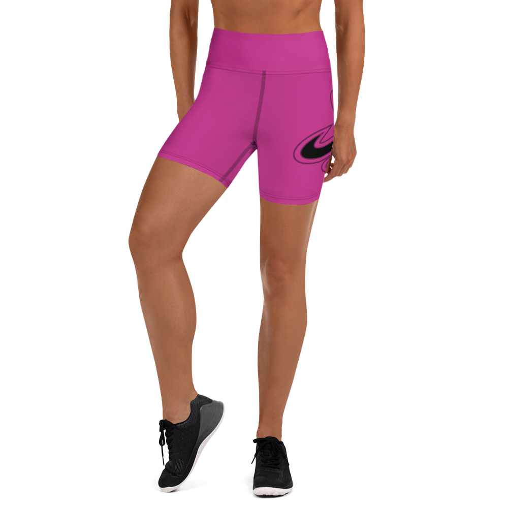 Athletic Apparatus Pink Black logo Yoga Shorts - Athletic Apparatus