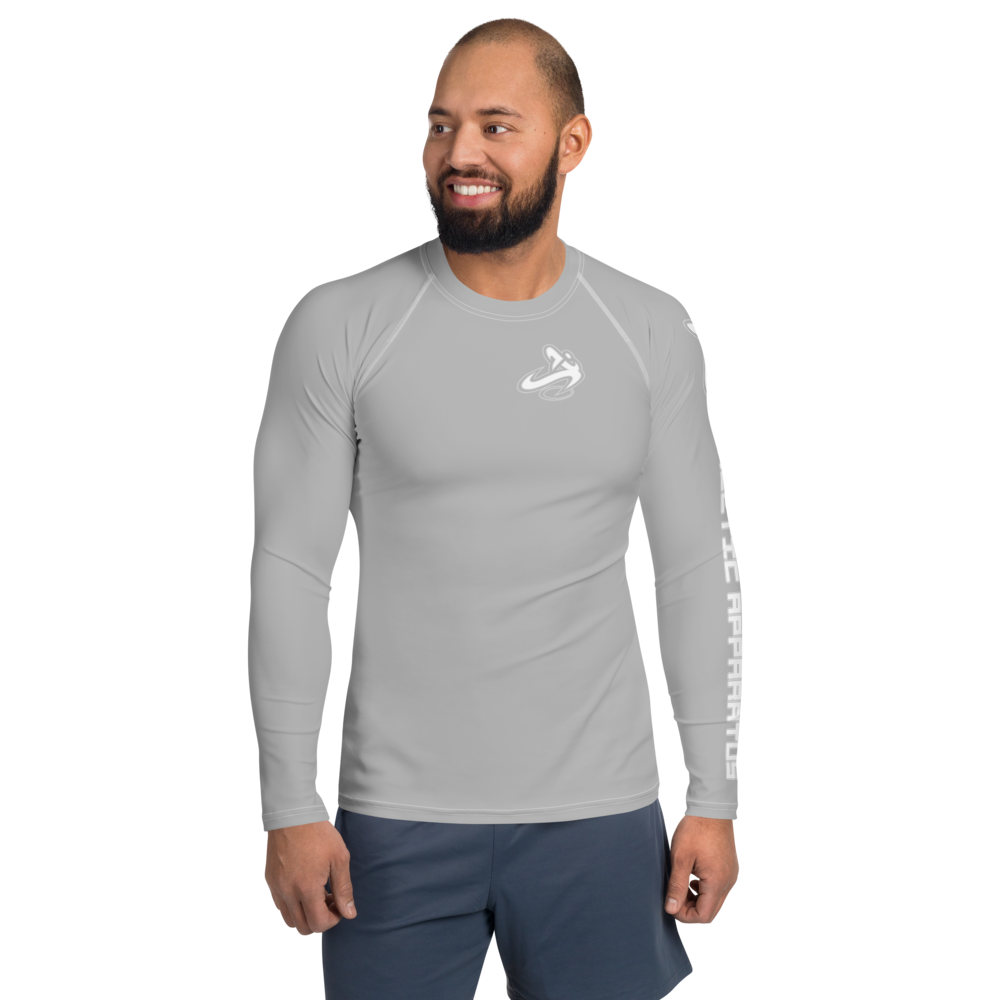 Athletic Apparatus Grey 2 White logo White stitch Men's Rash Guard - Athletic Apparatus