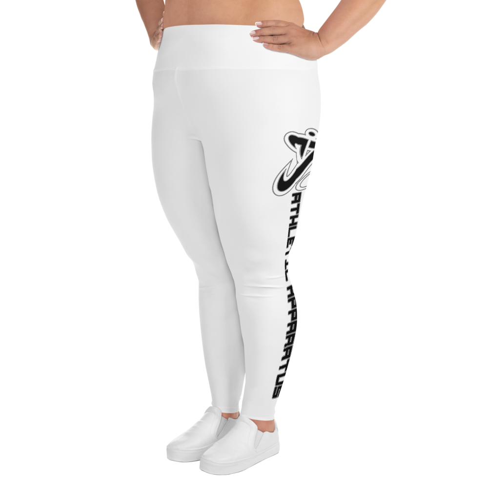 Athletic Apparatus White Black logo White stitch Plus Size Leggings - Athletic Apparatus