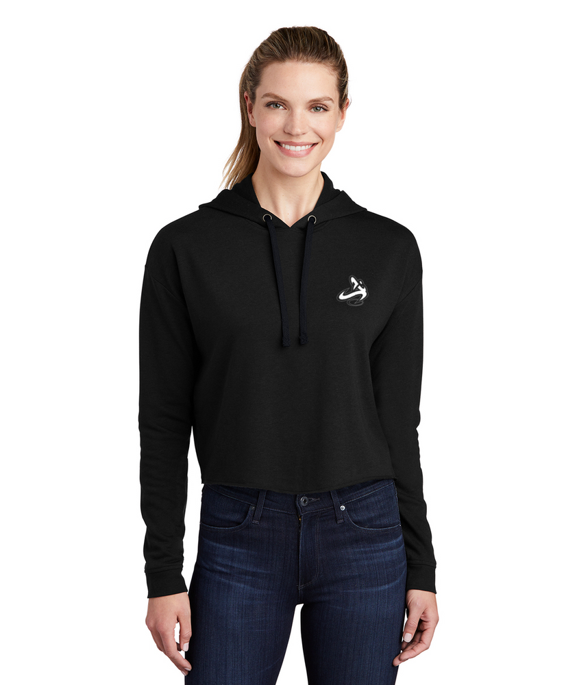 Athletic Apparatus Women's Embroidered Tri-Blend Wicking Fleece Crop Hooded Pullover - Athletic Apparatus