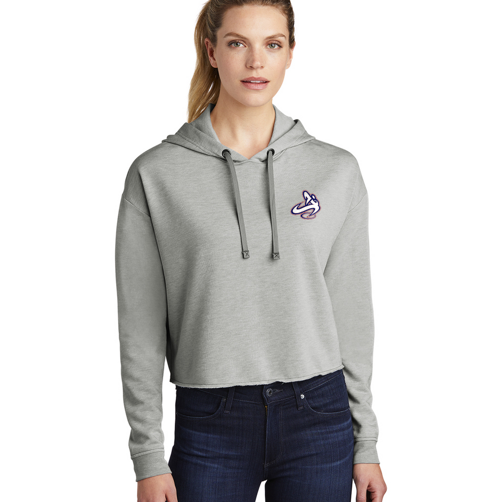 Athletic Apparatus rwb Women's Embroidered Tri-Blend Wicking Fleece Crop Hooded Pullover - Athletic Apparatus