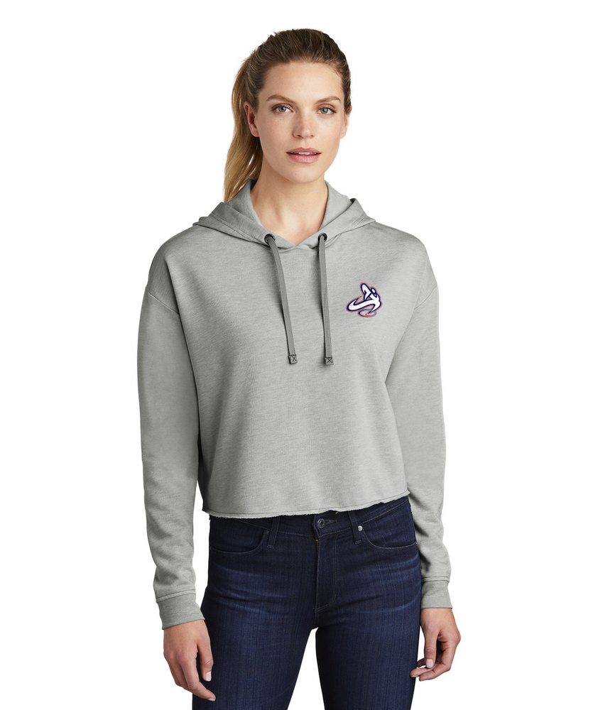 Athletic Apparatus rwb Women's Embroidered Tri-Blend Wicking Fleece Crop Hooded Pullover - Athletic Apparatus