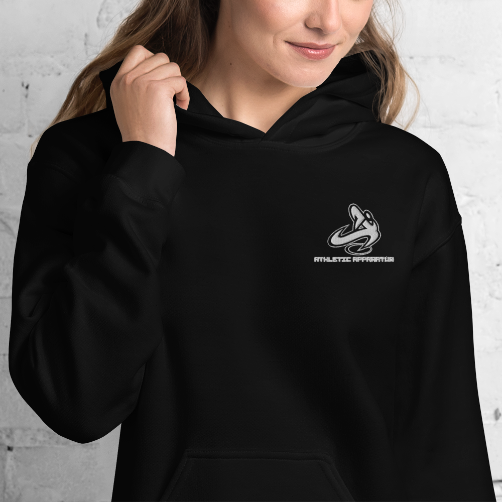 
                      
                        Athletic Apparatus White logo V-2 Unisex Hoodie - Athletic Apparatus
                      
                    